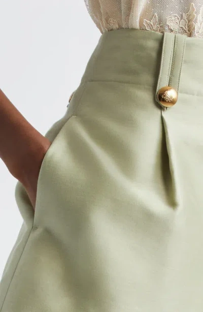 Zimmermann Luna Wool And Silk-blend Shorts In Green