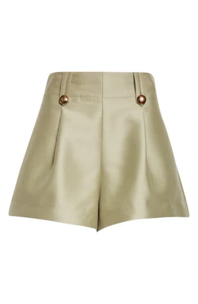 Zimmermann Luna Wool And Silk-blend Shorts In Green