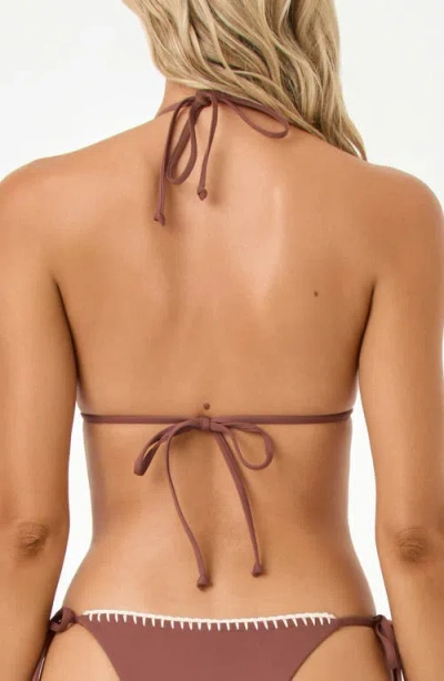 L*space Lspace Samba Embroidered Trim Bikini Top In Brown
