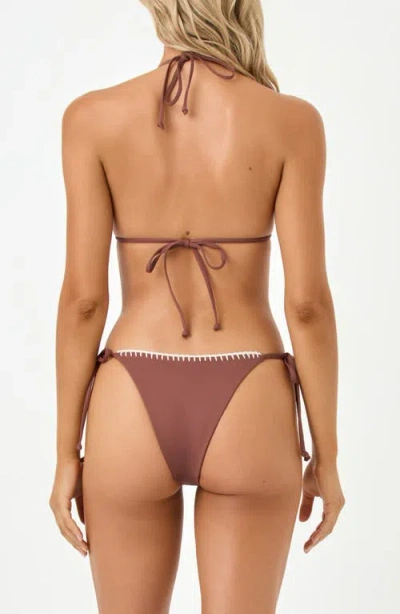 L*space Lspace Samba Embroidered Trim Bikini Top In Brown