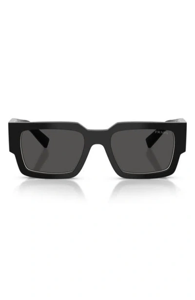 Prada 0pr B17s Rectangular Black Acetate Sunglasses In Black
