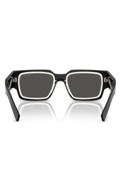 Prada 0pr B17s Rectangular Black Acetate Sunglasses In Black