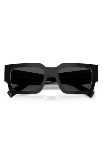 Prada 0pr B17s Rectangular Black Acetate Sunglasses In Black