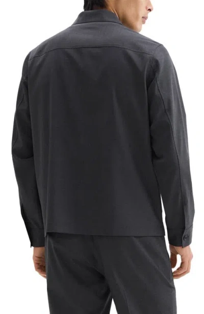 Theory Travel Motion Wool Blend Overshirt In Blue
