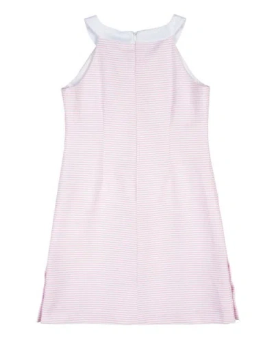 Florence Eiseman Stripe Pique Dress With Side Buttons In Pink