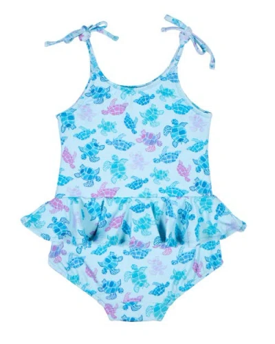 Florence Eiseman Turtle Print Skirted Swimsuit In Blue