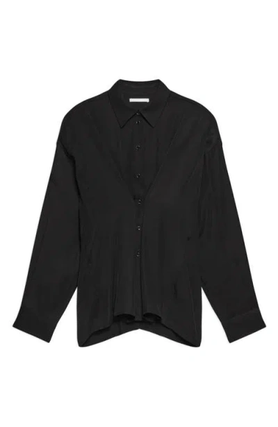 Helmut Lang Cinched Long Sleeve Shirt In Black