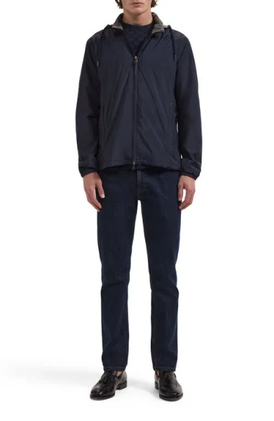 Bugatchi Performance Jacket With Removable Hood In Blue