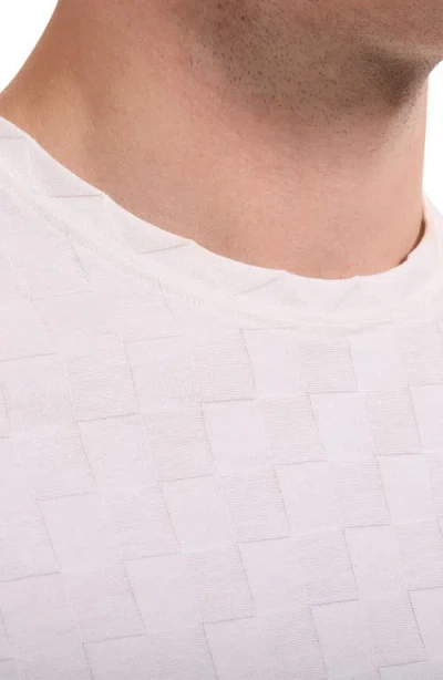 Bugatchi Crewneck Jacquard Checkerboard T-shirt In White