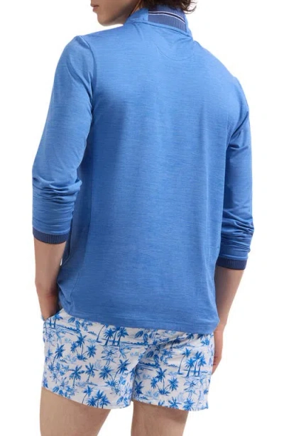 Bugatchi Quarter Zip Performance Pullover In Blue