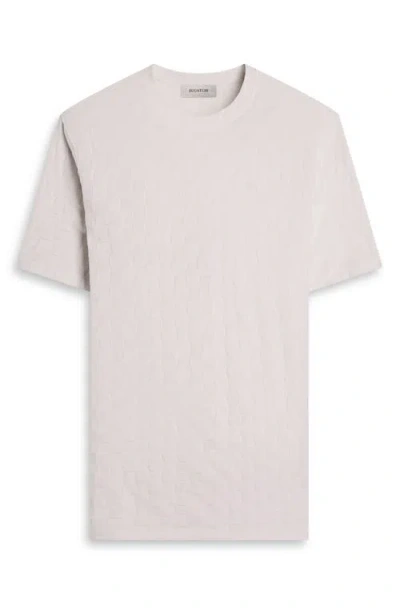 Bugatchi Crewneck Jacquard Checkerboard T-shirt In White