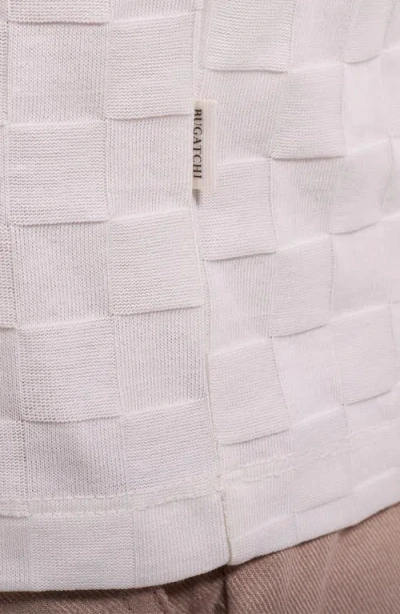 Bugatchi Crewneck Jacquard Checkerboard T-shirt In White