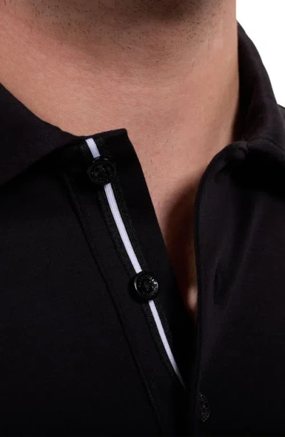 Bugatchi Three Button Performance Polo In Black