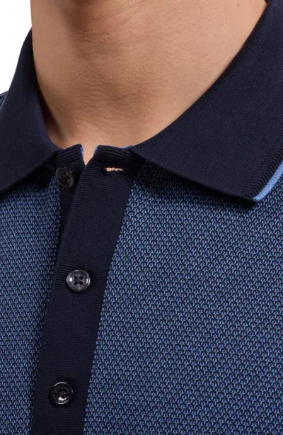 Bugatchi Three Button Cotton Polo In Blue