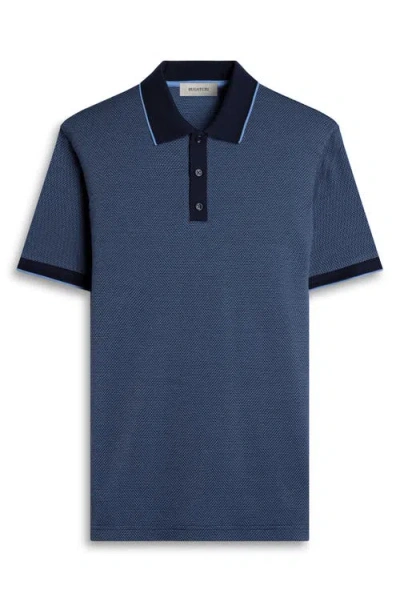 Bugatchi Three Button Cotton Polo In Blue