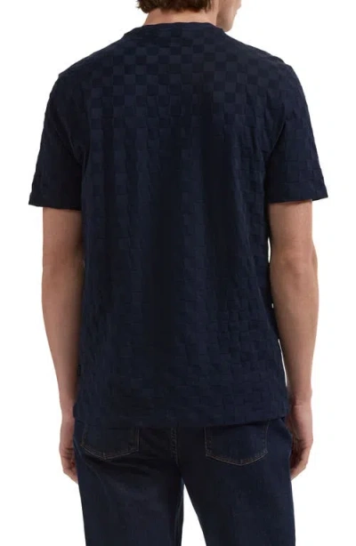 Bugatchi Crewneck Jacquard Checkerboard T-shirt In Blue