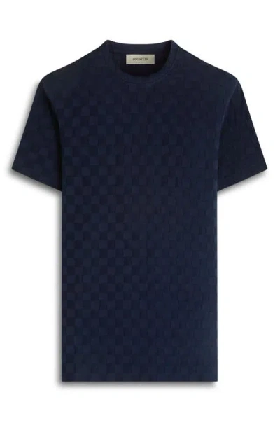 Bugatchi Crewneck Jacquard Checkerboard T-shirt In Blue