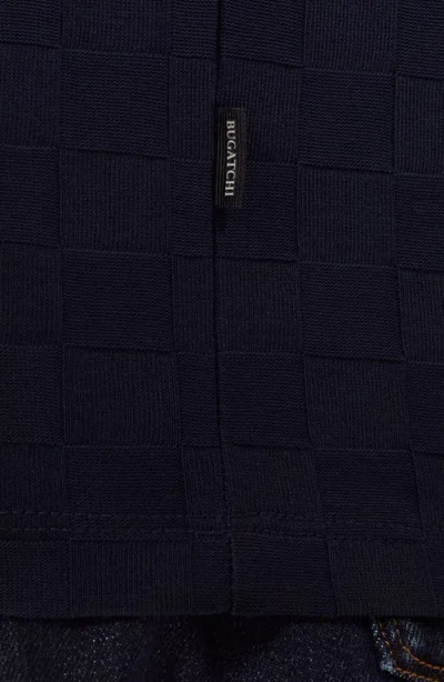 Bugatchi Crewneck Jacquard Checkerboard T-shirt In Blue