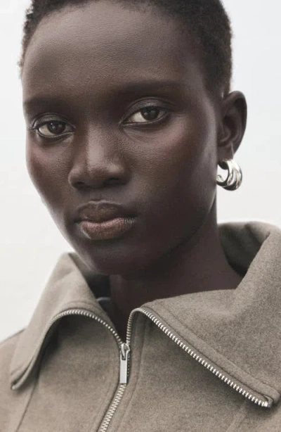 Mango Half Zip Sweatshirt In Gray