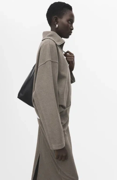 Mango Half Zip Sweatshirt In Gray