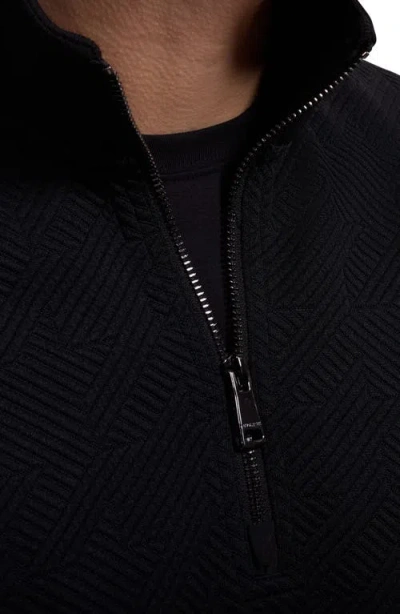 Bugatchi Soft Touch Quarter Zip Sweatshirt In Black