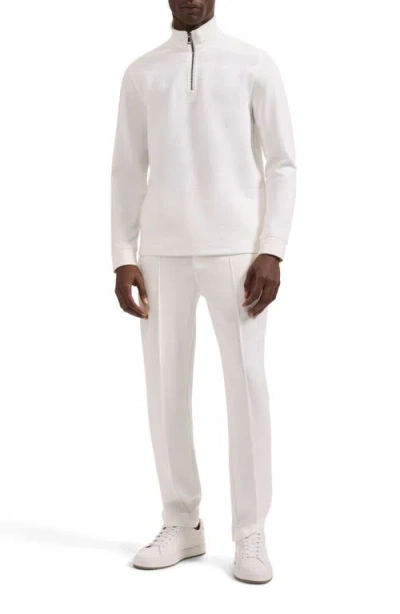 Bugatchi Soft Touch Quarter Zip Sweatshirt In White