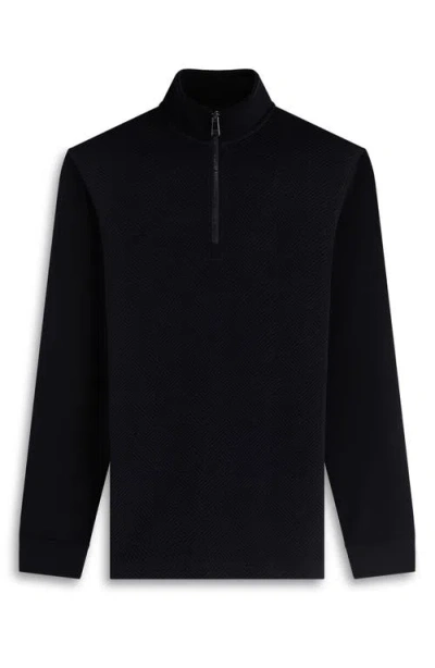Bugatchi Soft Touch Quarter Zip Sweatshirt In Black