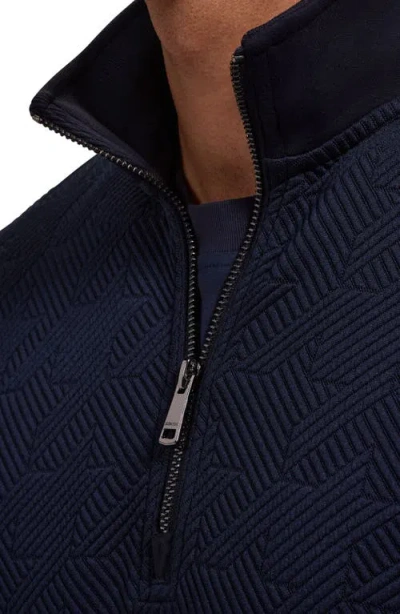 Bugatchi Quarter Zip Performance Pullover In Blue
