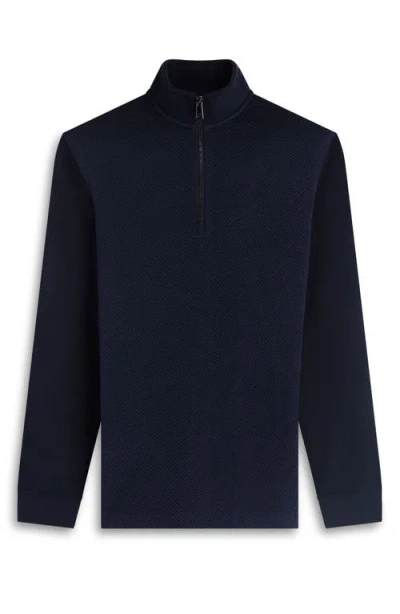 Bugatchi Quarter Zip Performance Pullover In Blue