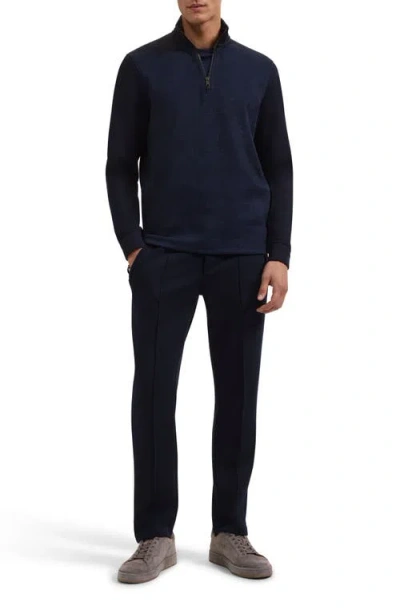 Bugatchi Quarter Zip Performance Pullover In Blue