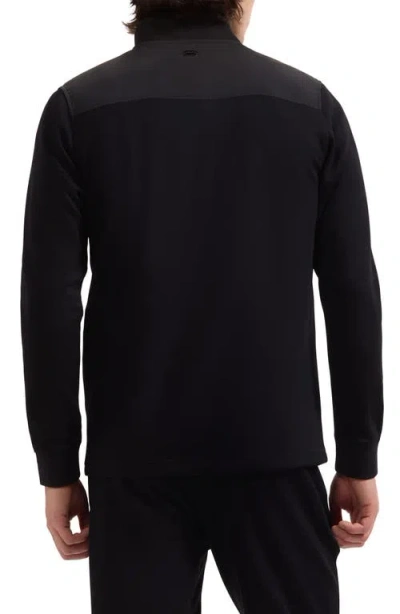 Bugatchi Water Repellent Merino Wool Quarter-zip Pullover In Black
