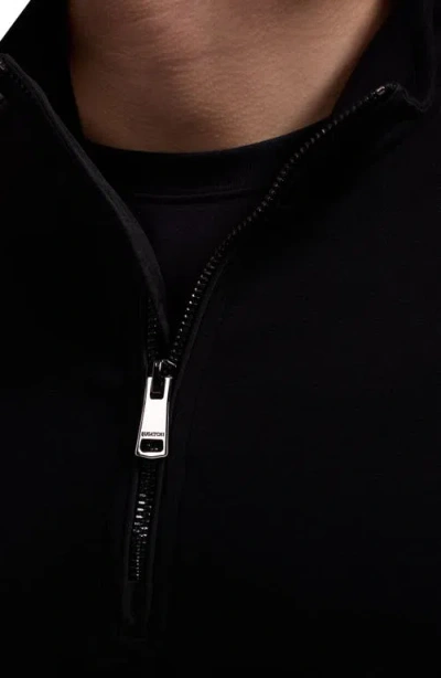 Bugatchi Water Repellent Merino Wool Quarter-zip Pullover In Black