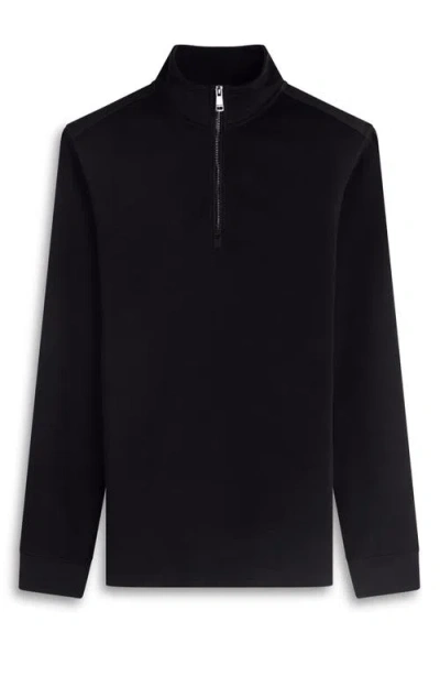 Bugatchi Water Repellent Merino Wool Quarter-zip Pullover In Black