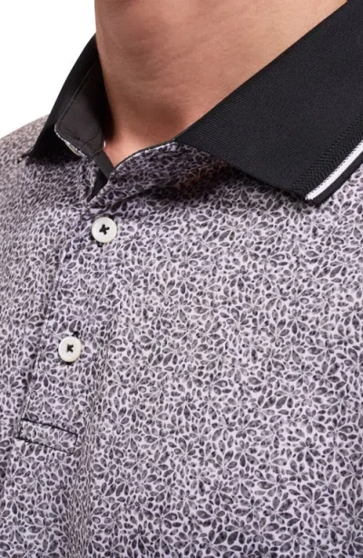 Bugatchi Performance Floral Polo In Gray