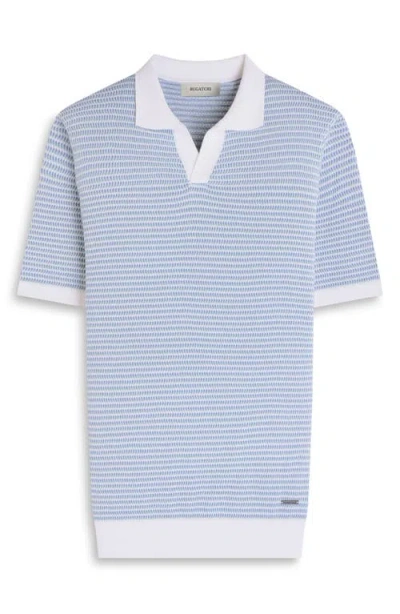 Bugatchi Johnny Collar Stripe Sweater In Blue