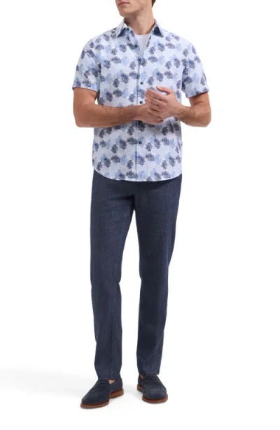 Bugatchi Orson Leaf Print Short Sleeve Button-up Shirt In Multi