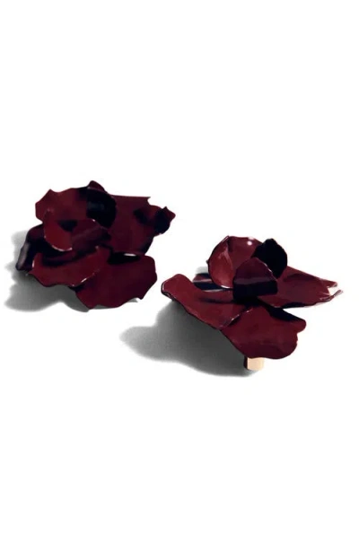 Mango Flower Statement Stud Earrings In Red