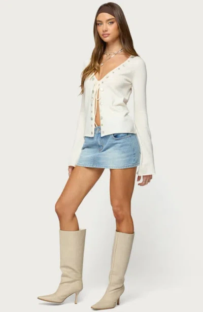 Edikted Jesy Iridescent Split Front Top In White