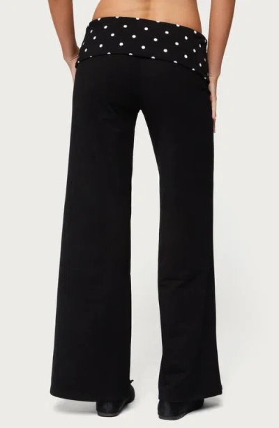 Edikted Reeva Polka Dot Fold Over Pants In Black