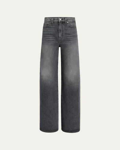 Khaite Dane Mid-rise Stretch Denim Wide-leg Jeans In Gray