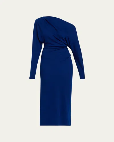 A.l.c . Sonny One-shoulder Long Sleeve Jersey Dress In Blue