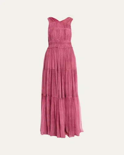 Ulla Johnson Freesia Sleeveless Silk Chiffon Gown In Pink