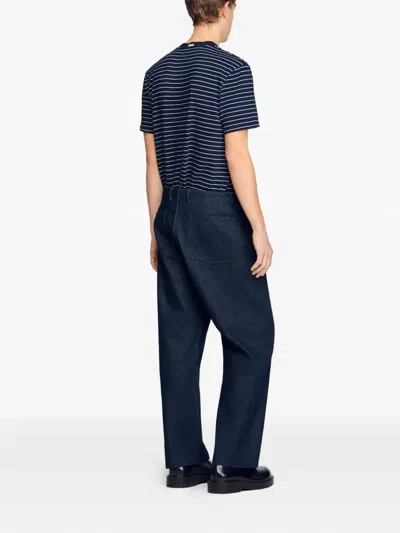 Sandro Flache Jeans In Blue