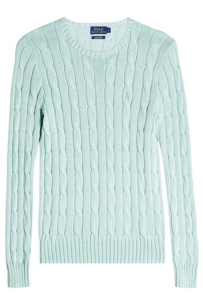 Polo Ralph Lauren Cotton Cable Knit Pullover In Teal