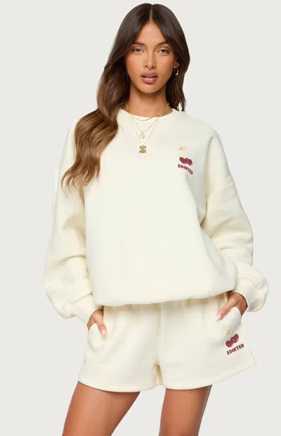 Edikted Cherry Babe Oversize Sweatshirt In White