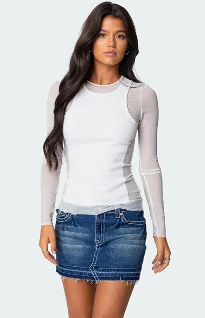 Edikted Layered Mesh Top In Gray