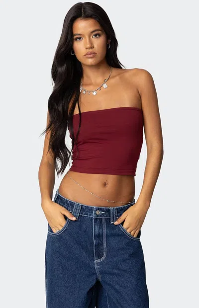 Edikted Basic Crop Tube Top In Brown