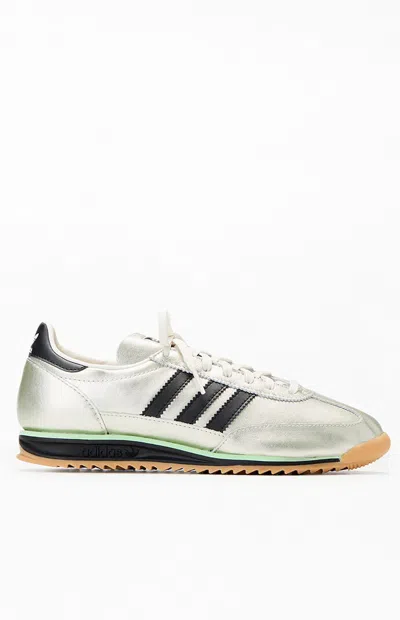 Adidas Originals Sl 72 Og Three-stripe Metallic-leather Sneakers In Silver