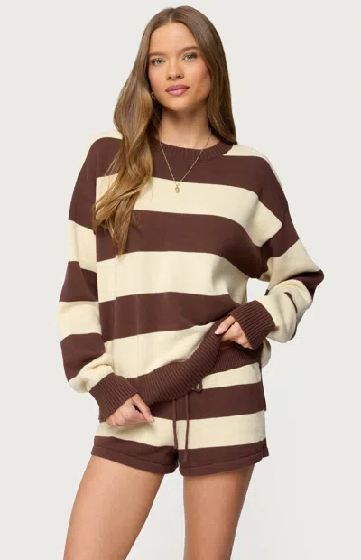 Edikted Riley Oversized Knit Sweater In Brown