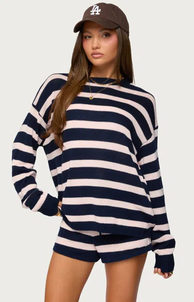 Edikted Amaris Stripe Oversize Cotton Sweatshirt In Multi